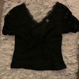 Shein short sleeve lace v neck shirt NWOT